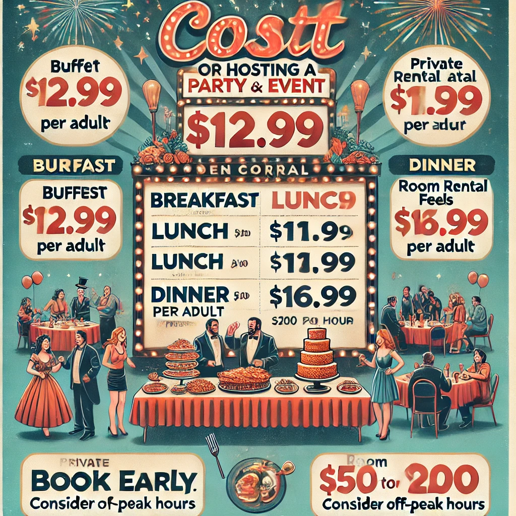 How much does it cost to have a party or event at Golden Corral?
